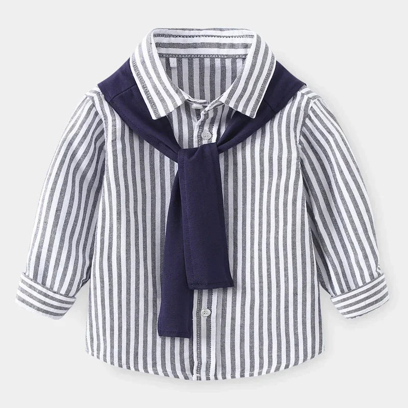 Baby Boys Blouses Toddler Striped Outerwear Kids Shawl Jacket Comfortable Shirts 2024 Spring Autumn Children's Clothing Casual
