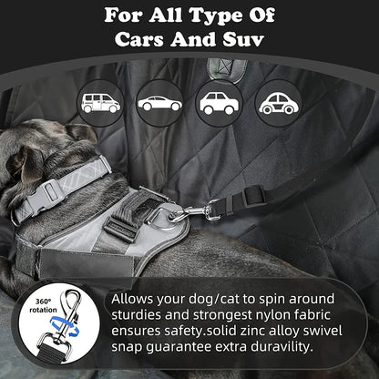 Nylon Two-in-one Dog Car Seat Belt Adjustable Dog Harness Collar Pet Accessories Dog Lead Leash Backseat Safety Belt Solid Color