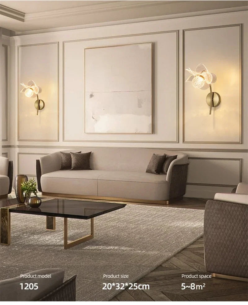 LED Wall Lamp Modern Luxury Flower Shaped Decorative Light Bedroom Bedside Study Dining Room Living Room Background Wall Lamp