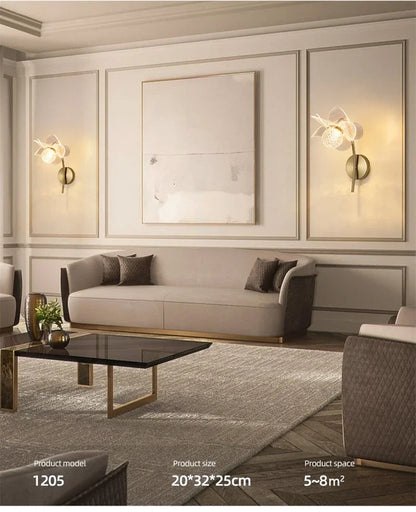 LED Wall Lamp Modern Luxury Flower Shaped Decorative Light Bedroom Bedside Study Dining Room Living Room Background Wall Lamp