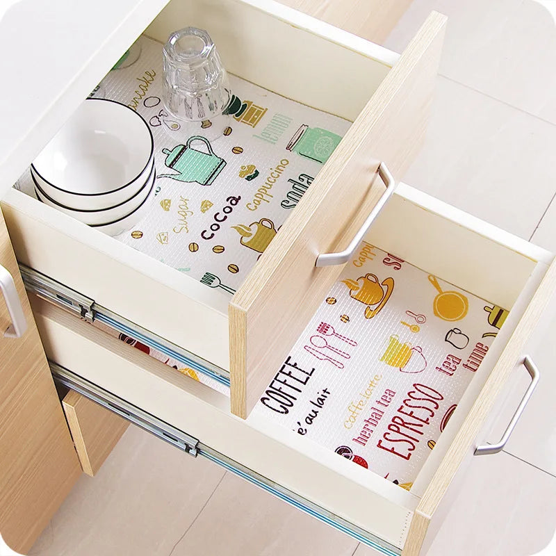 1 Roll Can Cut Table Mat Drawers Cabinet Shelf Liners Cartoon Cupboard Placemat Waterproof Oil Thickened Kitchen Stickers