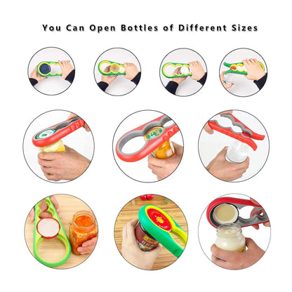 4-in-1 Universal Jar Opener Multifunction Handy Screw Cap Jar Openers Can Lid Opener Bottle Can Lid Grip Wrench Kitchen Gadgets