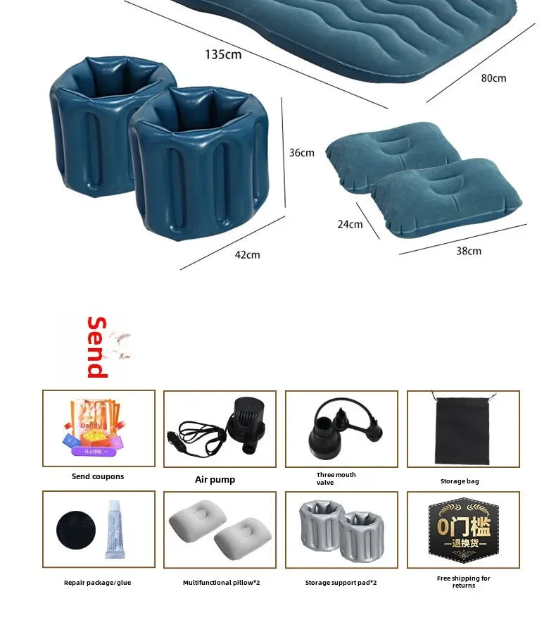 Airbed Household Outdoor Single Double Air Bed Thickened Folding Inflatable Convenient Mattress Sleep Rest for Car SUV Travel