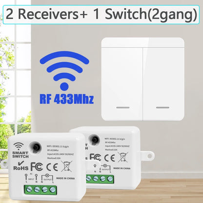 Wireless Smart Switch Light 433MHz 1/2/3Gang 86 Wall Panel Switch with Remote Control Interruptor 10A 110V 220V For LED Lamp