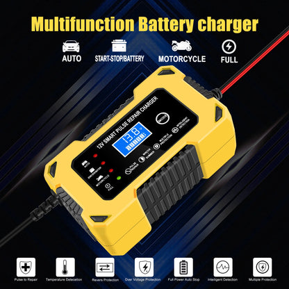 Car Battery Charger, 12V 6A Automatic Intelligent Storage Battery Maintainer Trickle Charger Suitable for Cars, Trucks, Suvs, Mo
