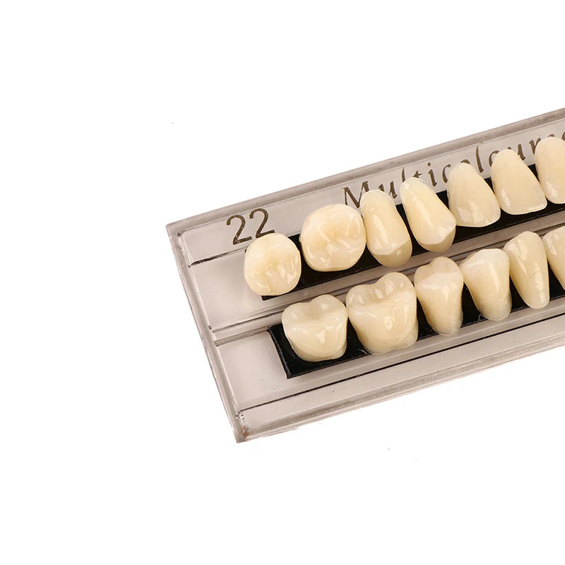 28 Teeth/set Resin Denture Teeth 3d Shade Guide Color Comparator Mirror Dentistry Cold Light Teeth White Bleaching Dental Plate