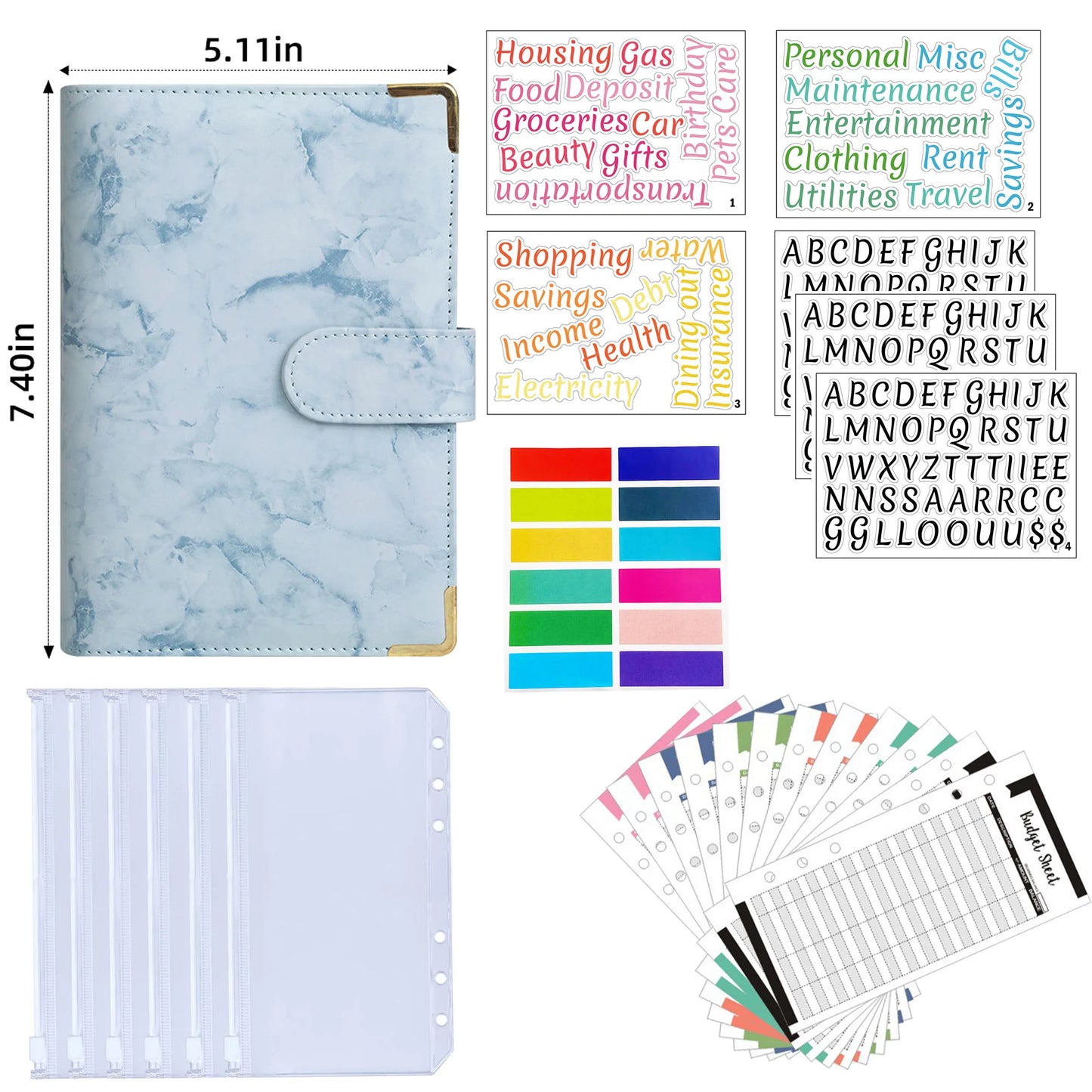 A6 Binder Cash Envelopes for Budgeting Money Organizer for Cash Money Envelopes for cash Leather A6 Binder with zipper