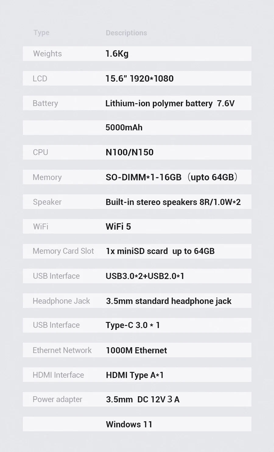 Firebat AT15 Laptop Intel N150 N100 CPU 15.6 Inch 16GB RAM SSD 512GB 1TB Lightweight Business Computer Notebook BT4.2 WiFi5