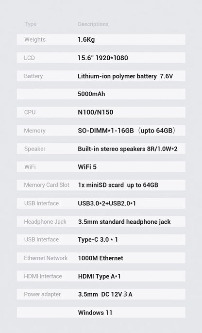 Firebat AT15 Laptop Intel N150 N100 CPU 15.6 Inch 16GB RAM SSD 512GB 1TB Lightweight Business Computer Notebook BT4.2 WiFi5
