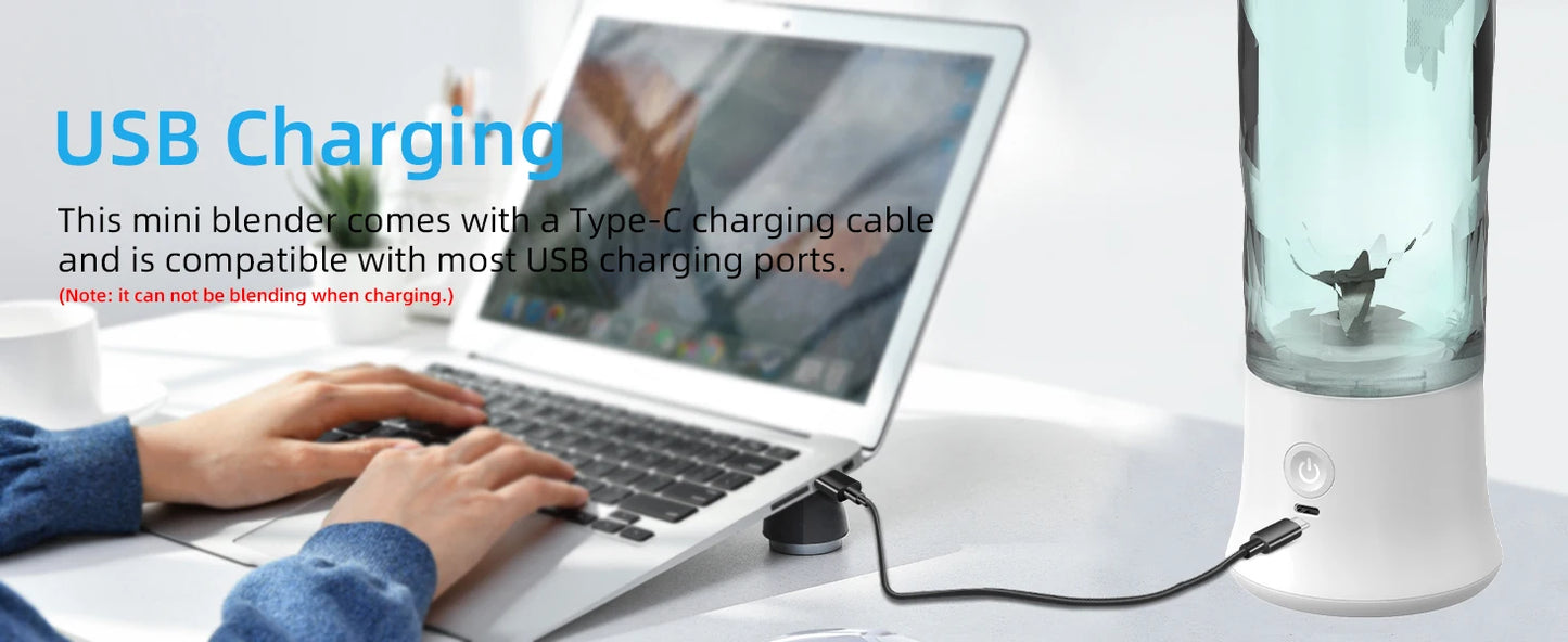 Powerful 20 oz Personal Portable Blender BPA Free USB C Rechargeable Blender with Travel Lid for Shakes Smoothies Home Travel