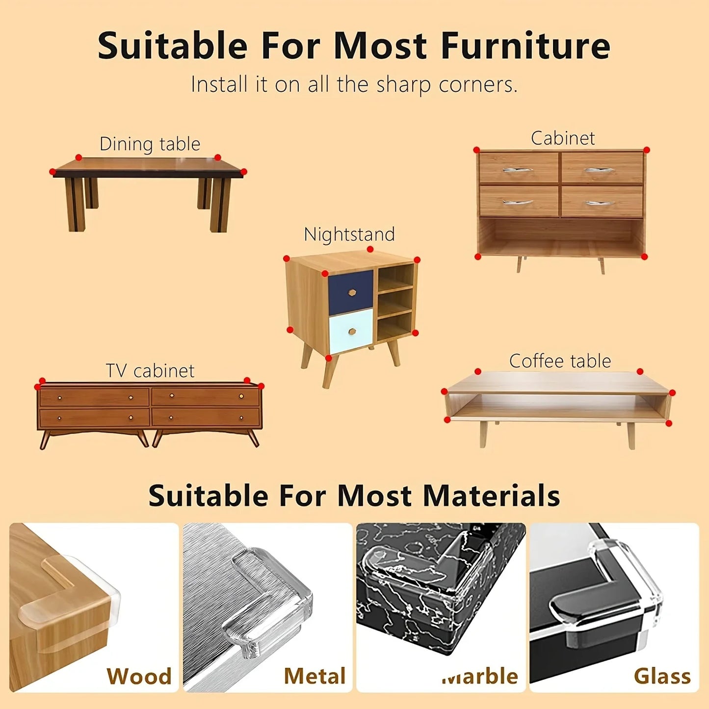 Furniture corner protector, corner and edge safety protection pad, transparent protection, used for corner furniture (L-shaped)