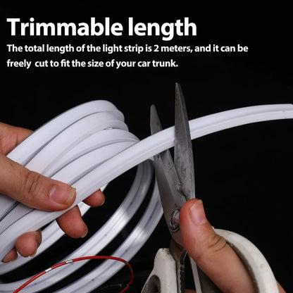 LED Car Trunk Atmosphere Light Strip Silicone Universal Cuttable Auto On Off Mood Lamp White Warm White Interior Decoration Kit