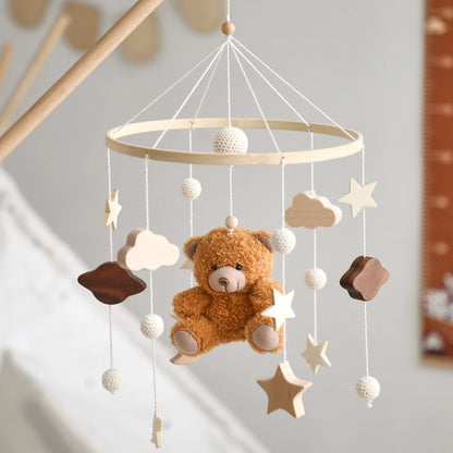 Baby Mobile Crib Bed Bell Musical Rattles Toys Soft Felt Cartoon Animal for Infants Nursery Mobiles Forest Animals Crib Toys