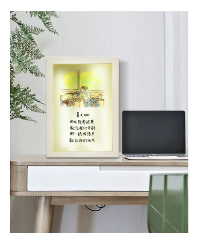 Beautiful LED Light Painting Indoor Sunlight Window Wooden Photo Light Dimming Wall Artwork Table Lamp Home Decor Night Lamp