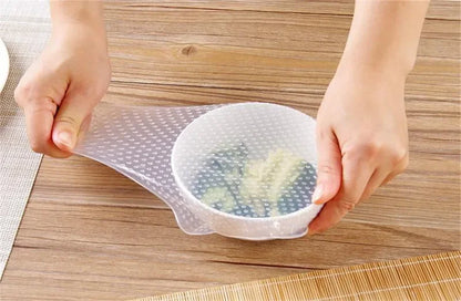Reusable Food Fresh Lid, 3pcs/Set Silicone Stretch Cover, Suction Cover for Cooking Pot, Pan, Bowl, Vacuum Sealer Wrap