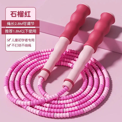 2.8m Soft Beads PVC Cord Silicone Skip Rope for Baby Kids Girls Exercise Fitness Jump Rope Adjustable Bamboo Beaded Jumping Rope
