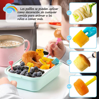 Cute Mini Animal Cartoon Food Picks Children Snack Cake Dessert Food Fruit Forks, Silicone Lunch Box Dividers