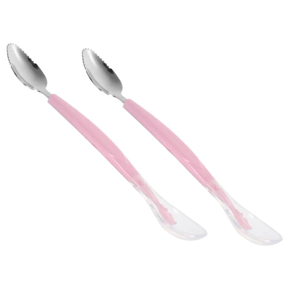 2 Pcs Double Baby Spoon Soft Silicone Dual Fruit Scraping Feeding Tool Toddler Training Spoon Yogurt Puree Food