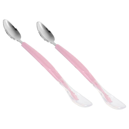 2 Pcs Double Baby Spoon Soft Silicone Dual Fruit Scraping Feeding Tool Toddler Training Spoon Yogurt Puree Food
