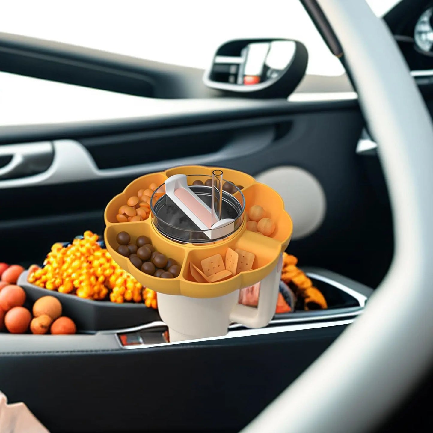 Reusable Silicone Snack Platters for Snack for Stanley Cup 40 Oz Tray Snack Divider Divided Container Food Tray Holder Outdoor