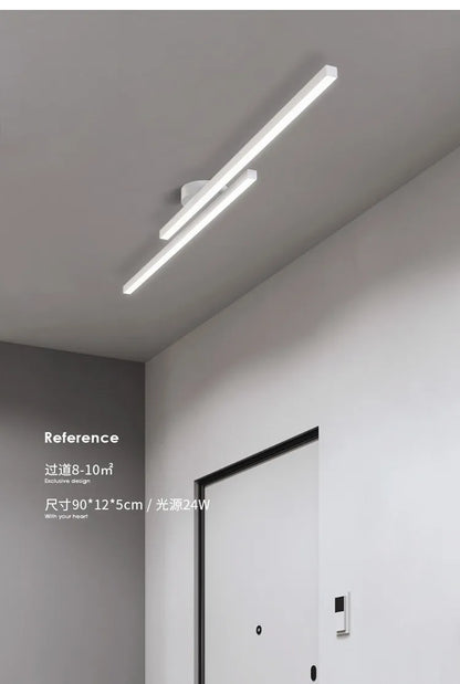 Long Aluminium LED Ceiling Light Modern Creative Design Ceiling Lamp Indoor Lighting Fixture Hallway Balcony Aisle Office Lustre