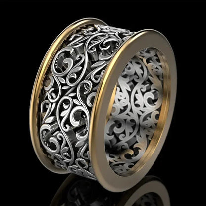 Popular Women's Ring with Sparkling Cubic Zirconia Hollow Heart Leaf Design in Two Tone Hip Hop Rock  Party Girl Jewelry
