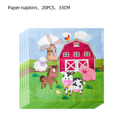 Farm Animals Paper Napkins  Farm Dessert Napkins Disposable Paper Napkin Baby Shower Party Decor Farm Themed Birthday Supplies