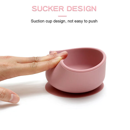 Food Grade Silicone Baby Feeding Bowls with Lid Anti-fall Strong Suction Dining Bowl for Toddler Kid Training Tableware BPA Free