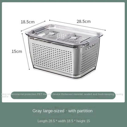 Fridge Storage Box Refrigerator Fresh Vegetable Fruit Boxes Drain Basket Storage Containers With Lid Kitchen Tools Organizer