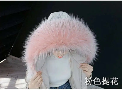 Detachable Faux Fur Collar Extra Large Warm Fake Fur Scarf Wrap Evening Cape For Winter Womens Coat Faux Fur Hood Ttrim Collar