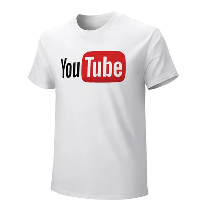 Mens T-Shirt YouTube Logo T-Shirts Fashion Video Website Summer Tees Y2K Fun Design 100% Cotton Clothes Plus Size