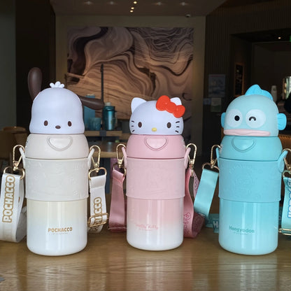 560ml Sanrio Kuromi Stainless Steel 316 Thermos Kawaii Hello Kitty Cinnamoroll Melody Kids Vacuum Flask Water Bottle Tumbler