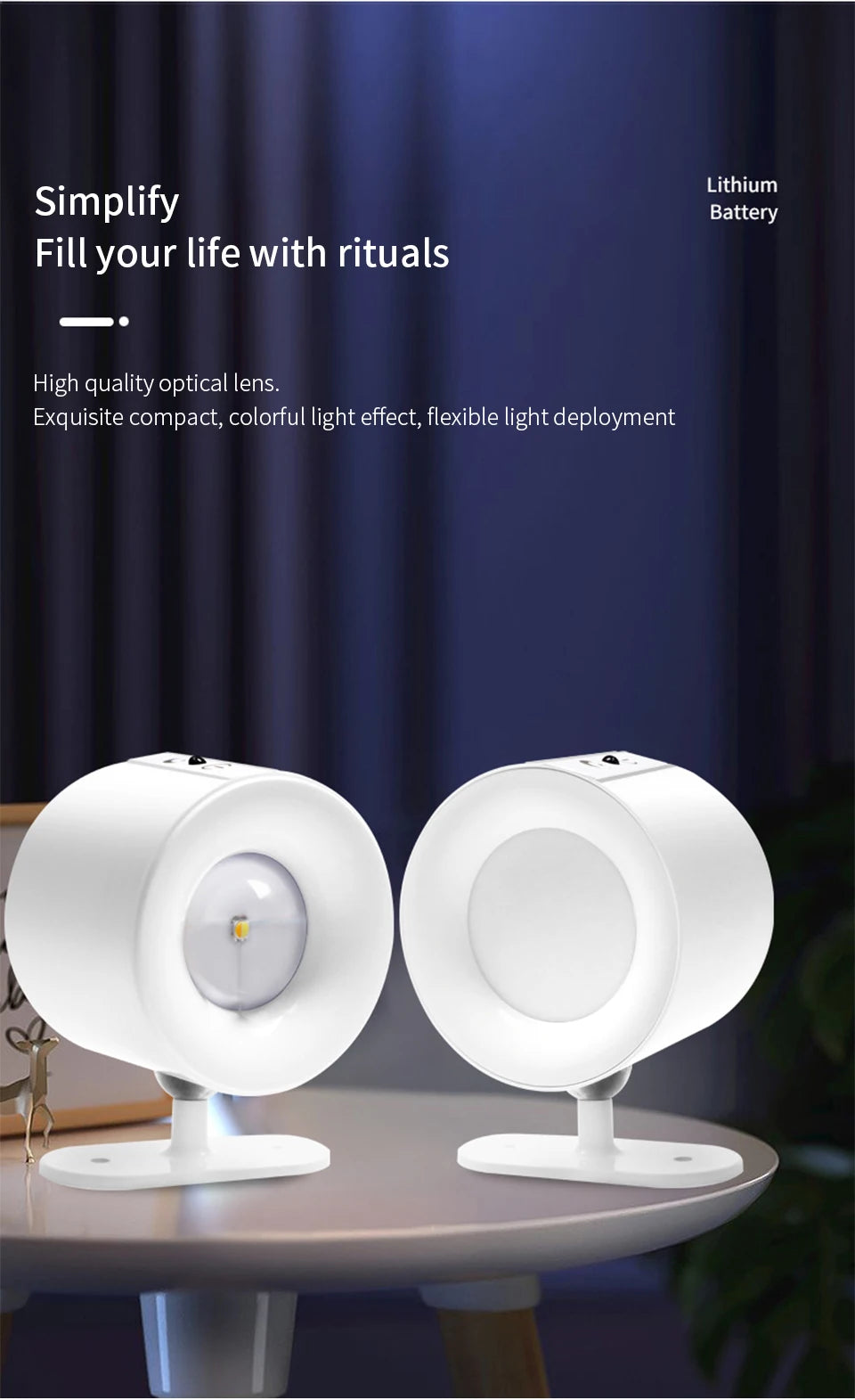 LED Wall Sconces Light Touch Control Double Head Wall Lamp 360 Rotatable 3Colors Wall Lights Wireless Night Lights For Bedroom