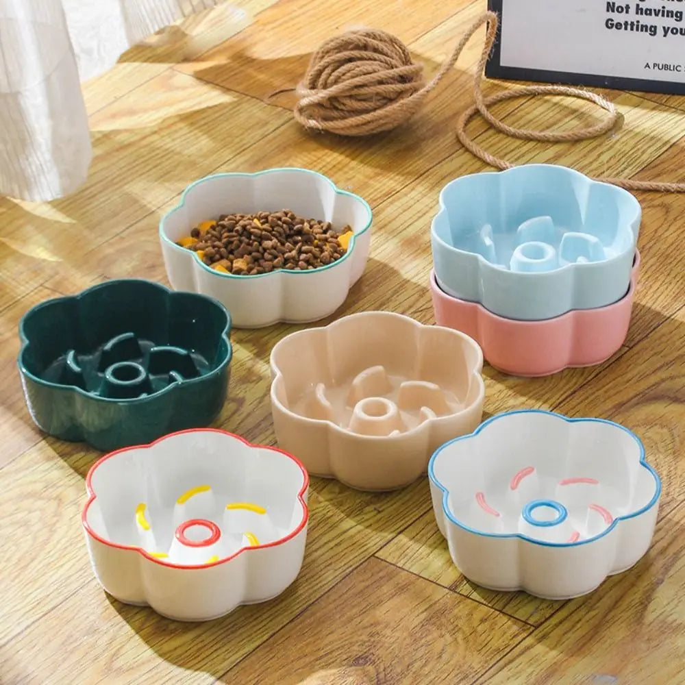 Ceramic Cat Slow Food Bowl Cute Creative Dog Food Feeding Basin Multi-use Large Capacity Pet Drinking Feeder Water Container