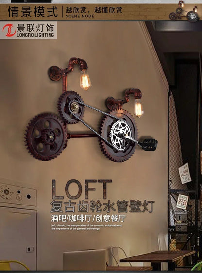 Industrial Style Wall Lamp Living Room Personalized Creative Gear Water Pipe Bedroom Decorative Wall Hangings Wall Retro Lamps