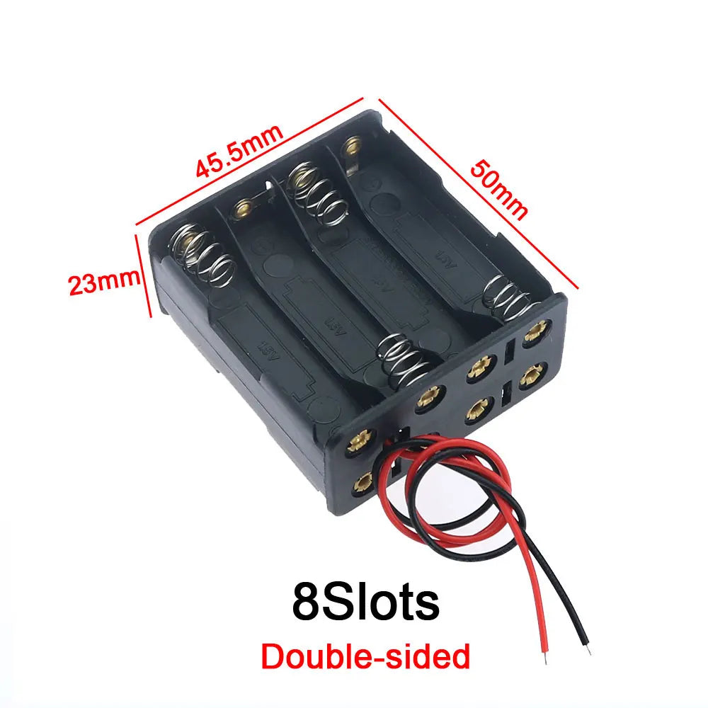 JCD AAA Plastic Black Spring Battery Storage Case Box AAA 3A Battery Holder AAA Double-sided Container With Wire Leads