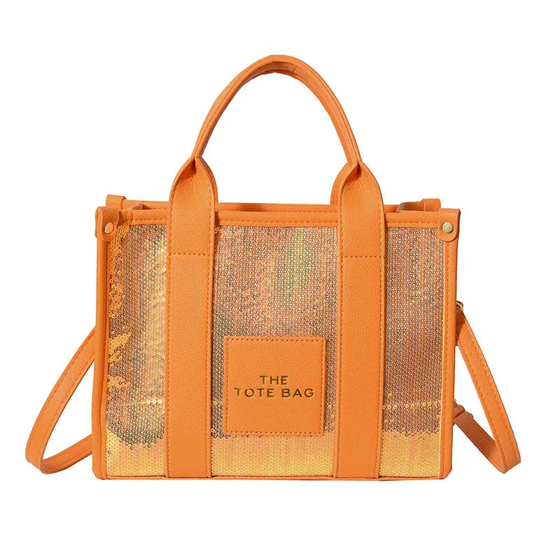Women's Tote Bag Sequin Shoulder Bag PU Leather Large Capacity Luxury Designer The Tote Bag For Women Crossbody Bags 2024 New