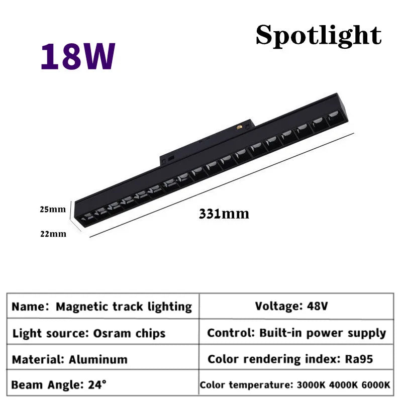 Magnetic Track Light Grille Flood Lamp Modern Embedded Flexible Linear Fixture LED Spotlight DC48V Ceiling Indoor Living