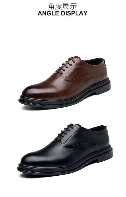 Business Formal Leather Shoes Men's Casual with Suit Low Top Solid Wedding Oxford Shoes Pointed Office Shoes
