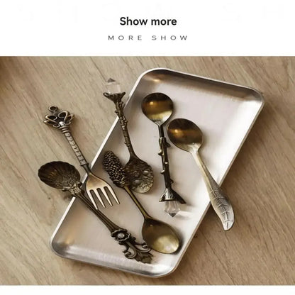 6pcs Vintage Palace Coffee Spoon 6pcs Set Ice Cream Spoon Jam Spoon Dessert Spoon Zinc Alloy Coffee Spoon Tableware Kitchen Uten