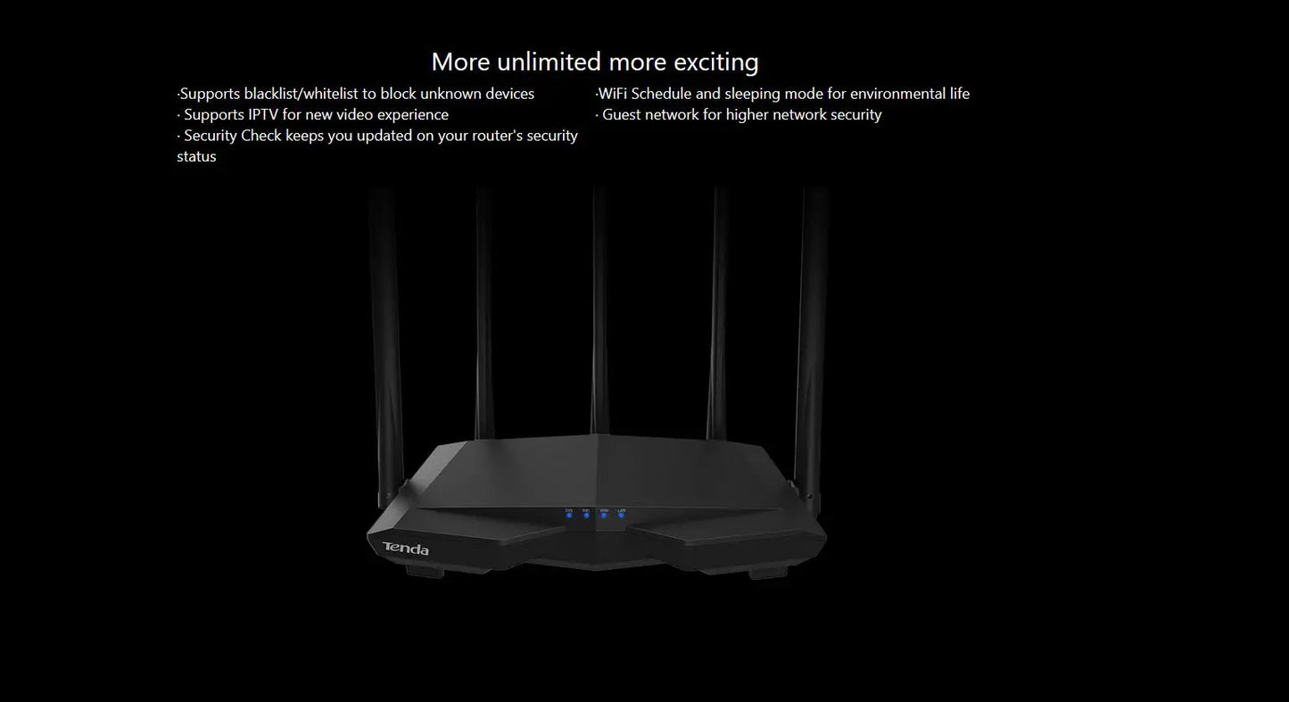 Tenda AC7 Dual Band Wireless AC1200 Router Wifi Range Repeater with 5*6dBi High Gain Antennas Wider Coverage Wi-Fi Extender
