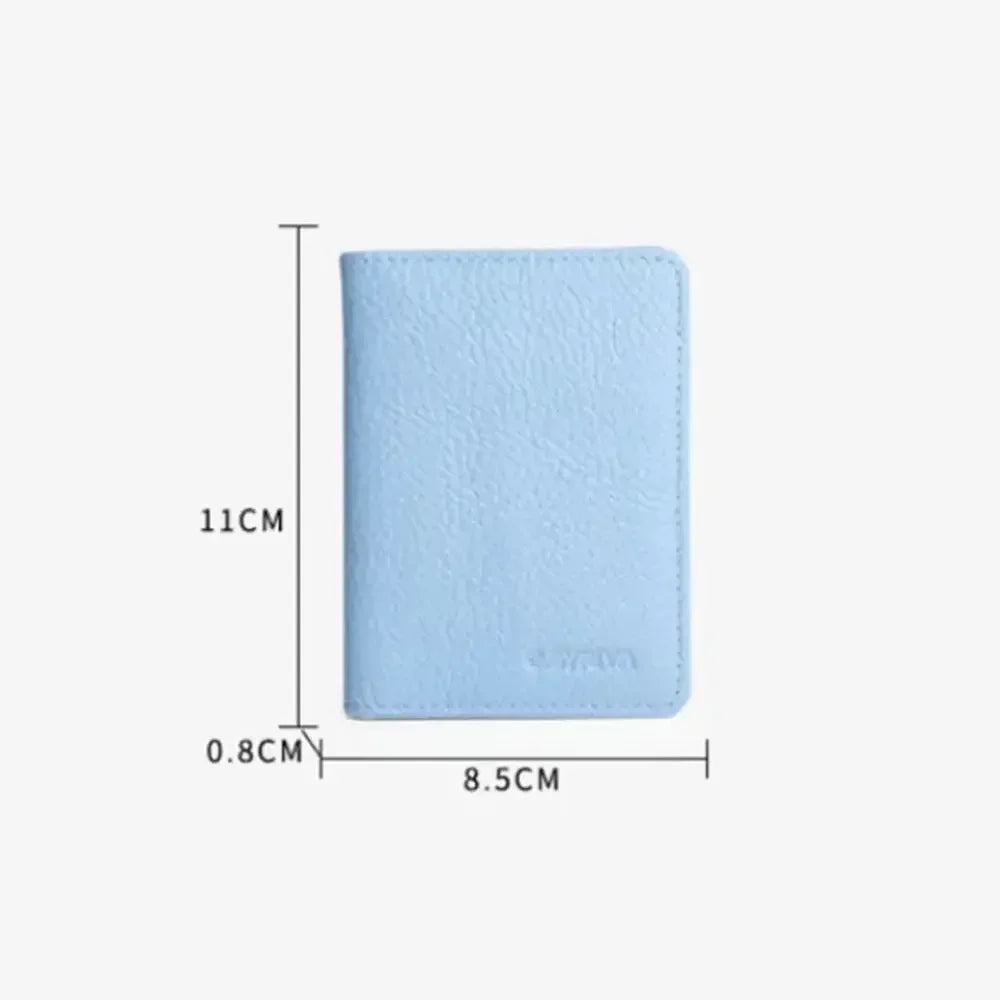 Multi-card Slot Solid Color Portable Leather Card Case Universal Bank Card Credit Card ID Bus Card Holder Travel Card Organizer