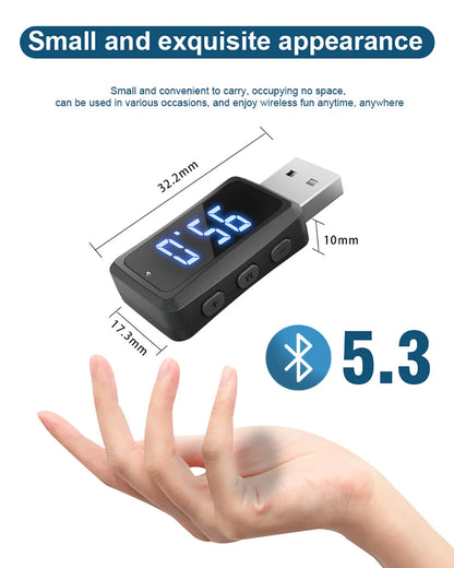 Car Bluetooth 5.3 FM02 Mini USB Transmitter Receiver with LED Display Handsfree Call Car Kit Auto Wireless Audio For Fm Radio