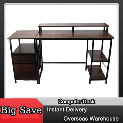 Home Office Computer Desk Industrial Computer Table Vintage Computer Desk with Raised Shelf for Home Office