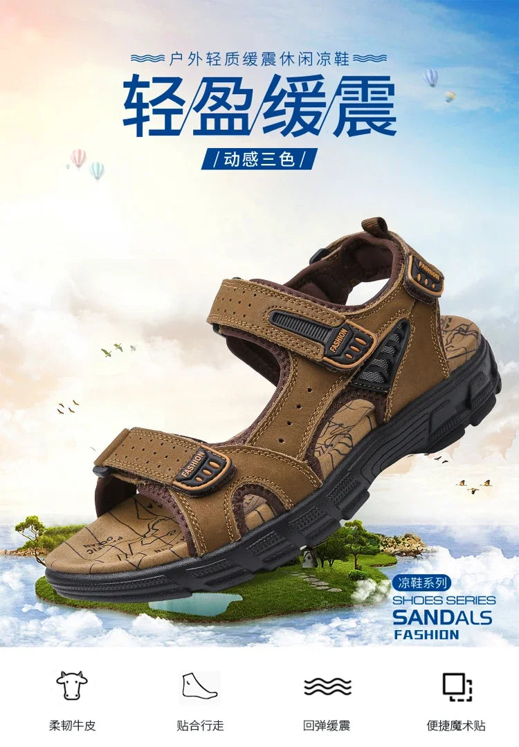 Summer Men's Sandals 2024 Trending Adult Men's Sandal Original Brands Shoes Man's Leather Sandal Sandals for Boy Trend Designer