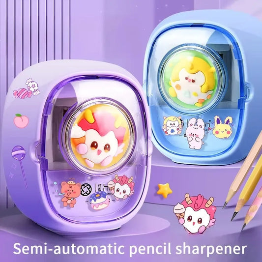 Cartoon Electric Pencil Sharpener Set for School Supplies Stationery Students Office Home Durable Creative Gift Desk Tool Kids