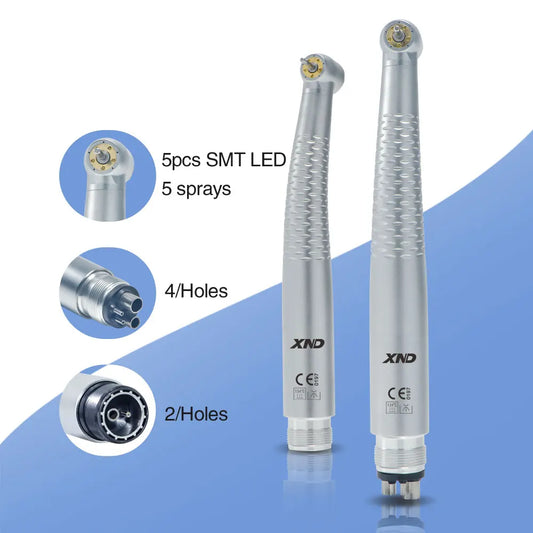 XND Dental 5 SMT LED Light Air Turbine High Speed Handpiece with 5 Water Spray Shadowless 2/4 Holes Teeth Drill Dental Supply