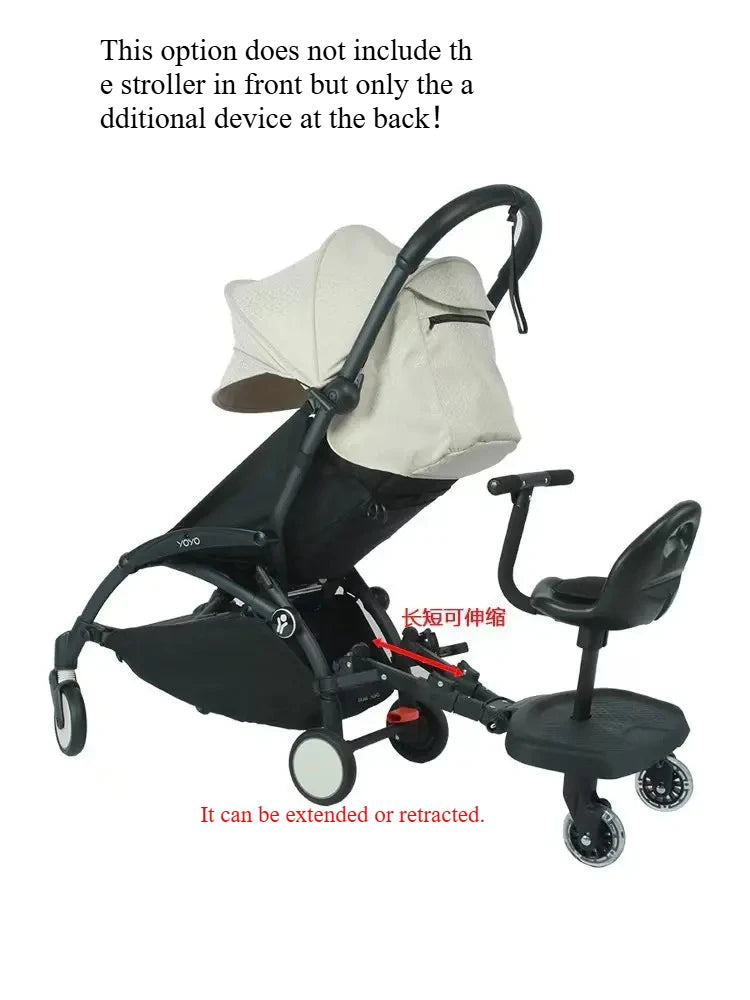 Innovative Baby Stroller Add - on: Auxiliary Pedal & Seat Combo for Hassle - Free Outings with Two Kids