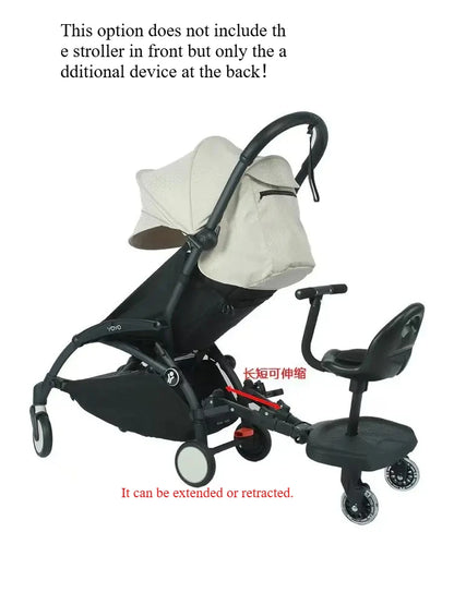Innovative Baby Stroller Add - on: Auxiliary Pedal & Seat Combo for Hassle - Free Outings with Two Kids