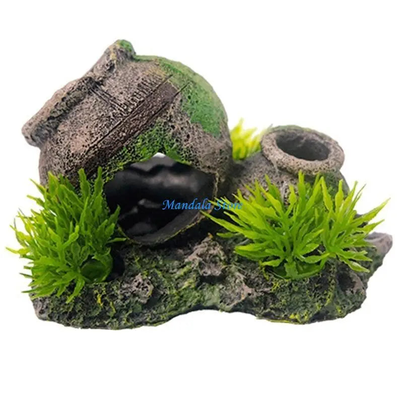 U2JC Fish Shrimp Tanks Broken Crock Ornaments Aquariums Landscaping Figurine